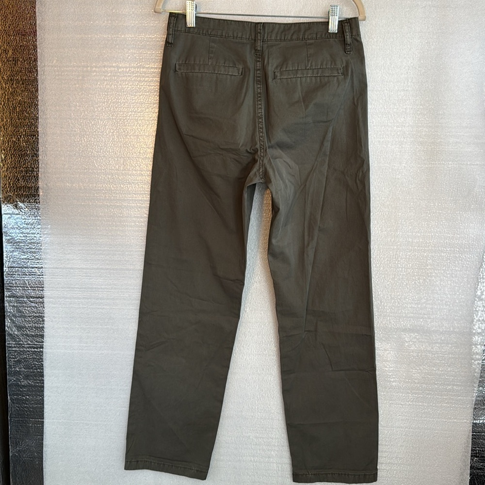 J. CREW Slouchy Boyfriend Chino Olive Green 100% Cotton Pleated Pants . Size 25 - Picture 4 of 7